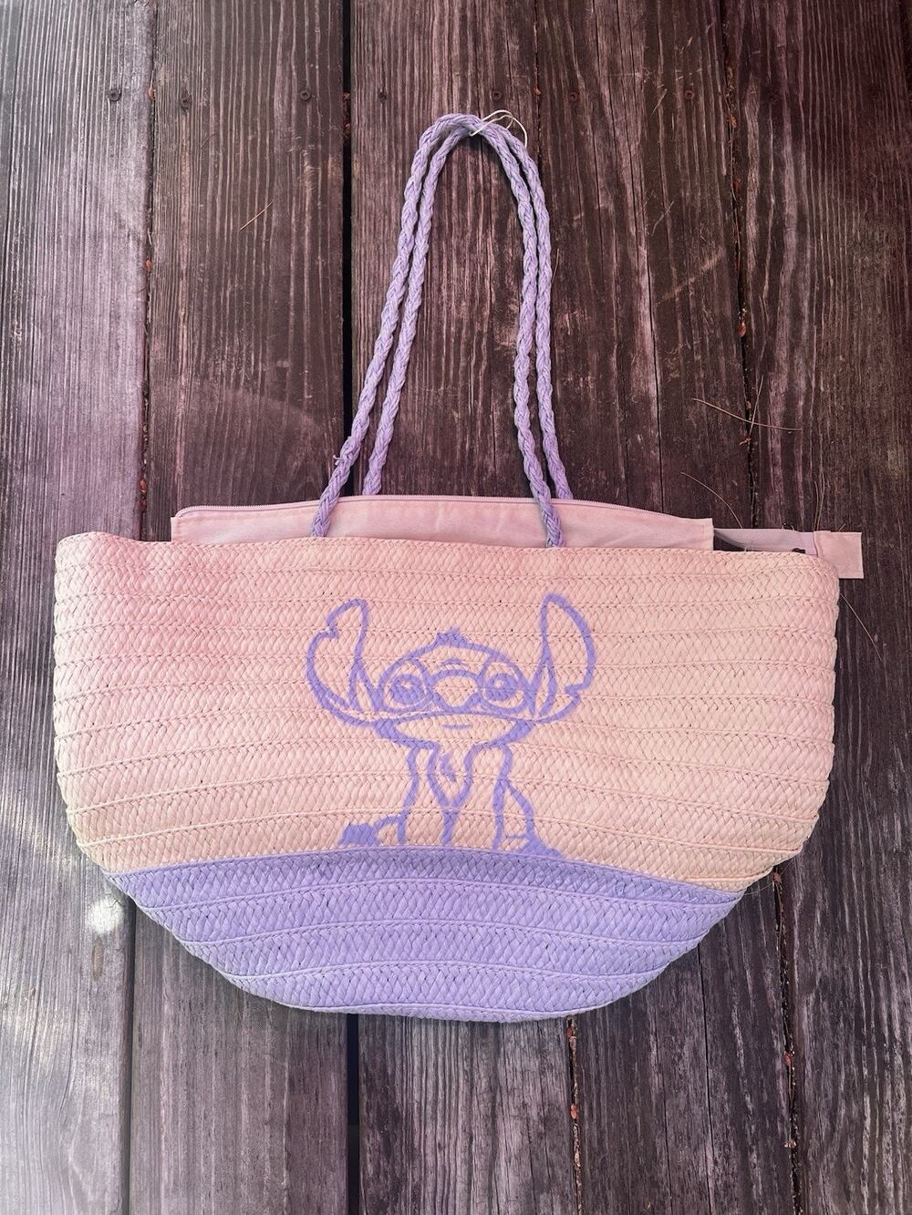Disney Stitch Straw Bucket Beach Bag Tote Disney Lilo New Summer Primark NWOT